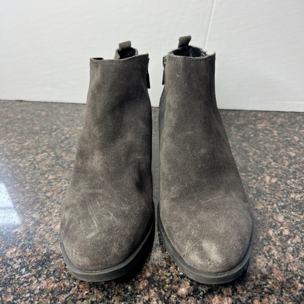 Kenneth Cole DARA Gray Leather Ankle Boot Suede Bootie Heeled Size 8 - Picture 5 of 10